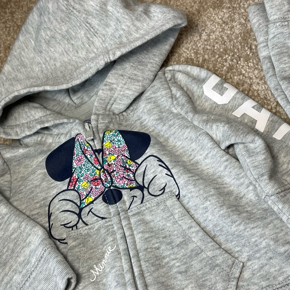 Gray Kids Hoodie with Cartoon Print